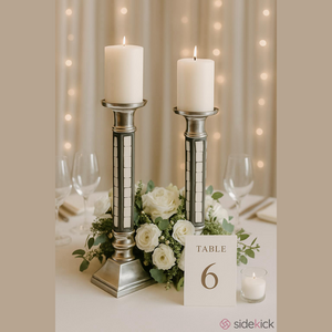 Vintage Pair of Mother Of Pearl Inlaid Candlestick Holders/Towle Silver Candle